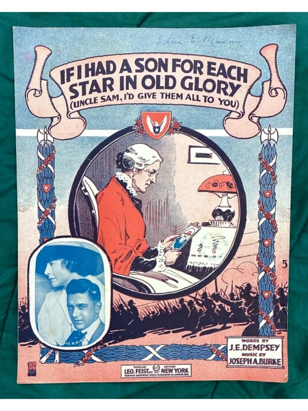 1917 If I Had a Son Sheet Music Elizabeth Brice Charles King WWI Patriotic